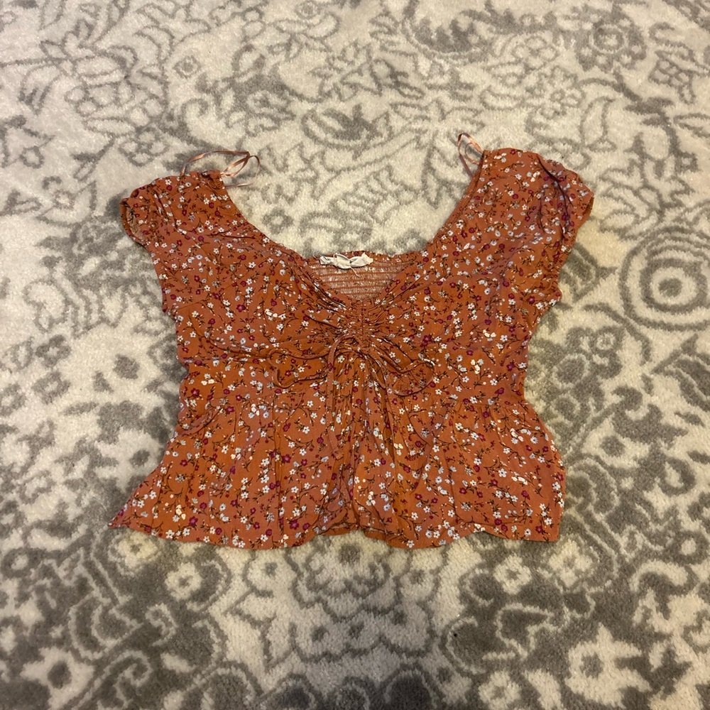 Floral Orange Crop Blouse